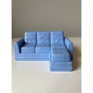 Fisher-Price Loving Family Blue Sectional Sofa Couch Loveseat Lounge Dollhouse
